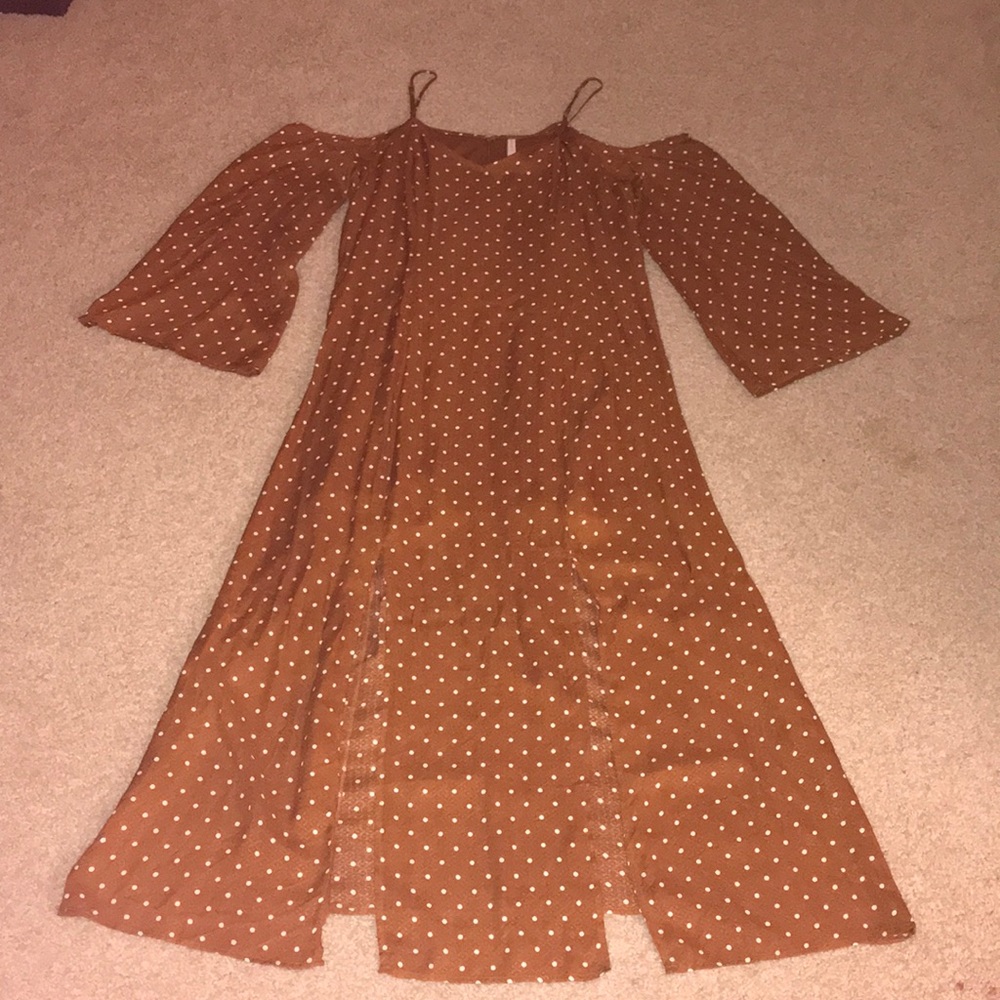 Mustard/Brown w/ white polka dot maxi XL dress